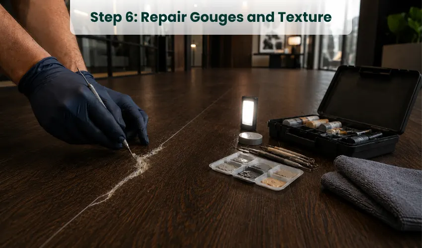 Step 6 Repair Gouges and Texture