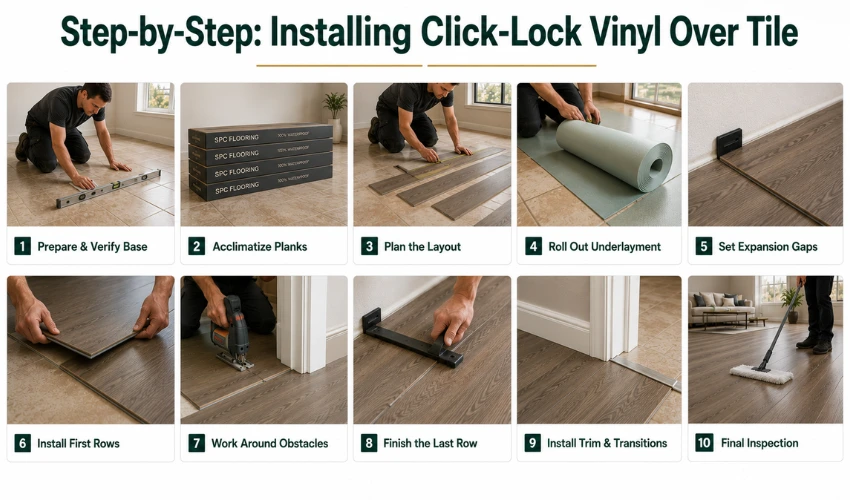 Step-by-Step Installing Click-Lock Vinyl Over Tile