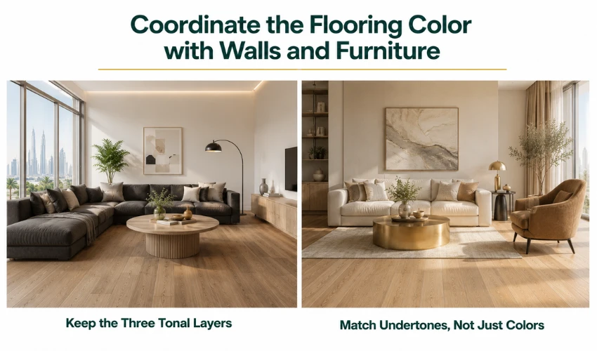Coordinate the Flooring Color with Walls and Furniture
