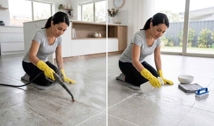 How to Clean Floor Tile Grout Without Scrubbing