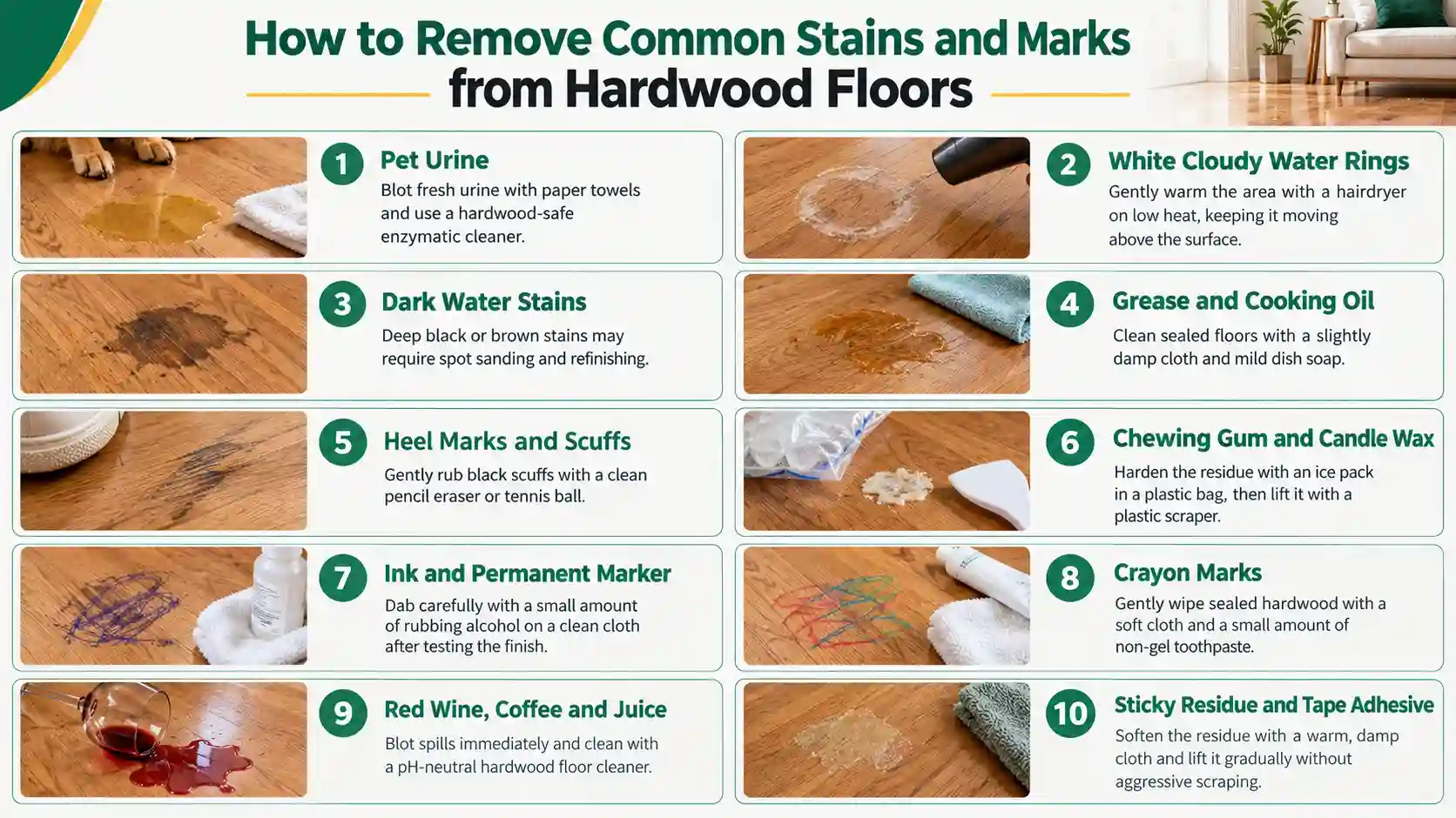 How to Remove Common Stains and Marks from Hardwood Floors