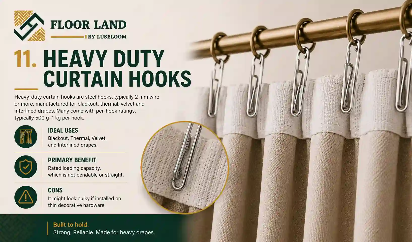 11. Heavy Duty Curtain Hooks