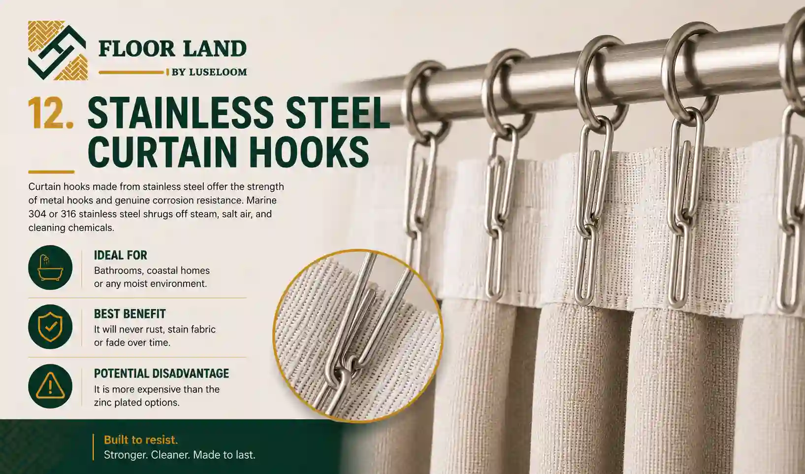 12. Stainless Steel Curtain Hooks