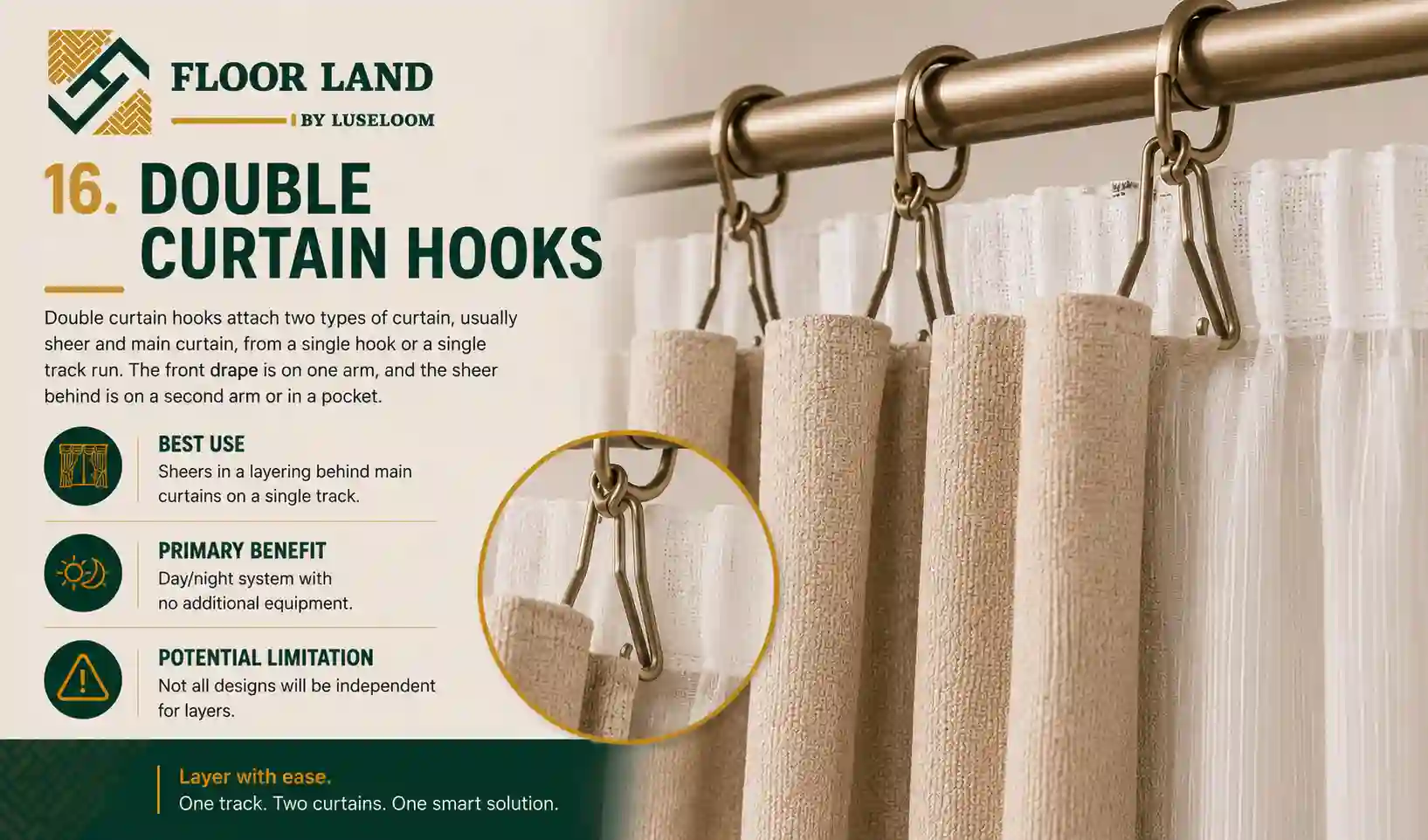16. Double Curtain Hooks