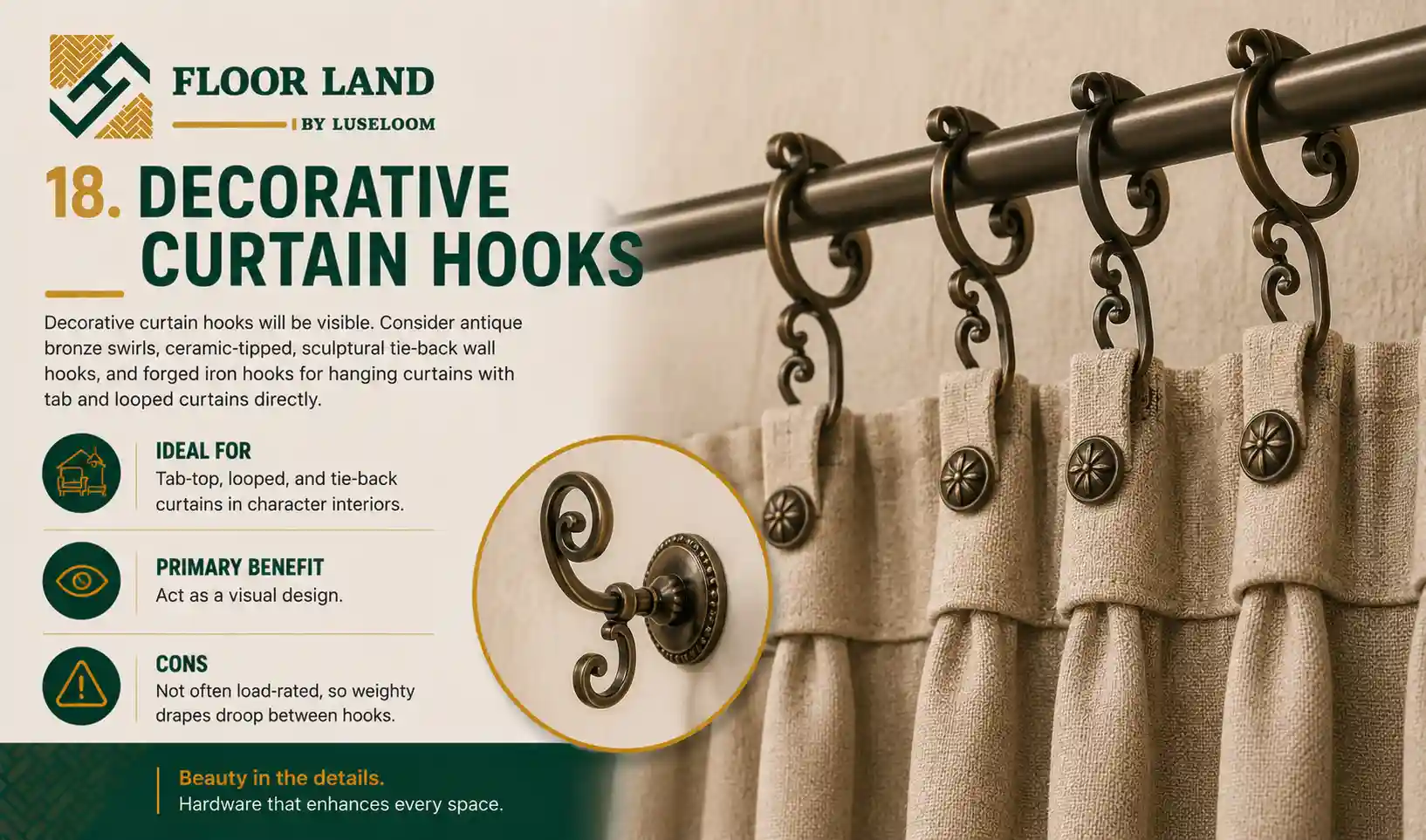 18. Decorative Curtain Hooks
