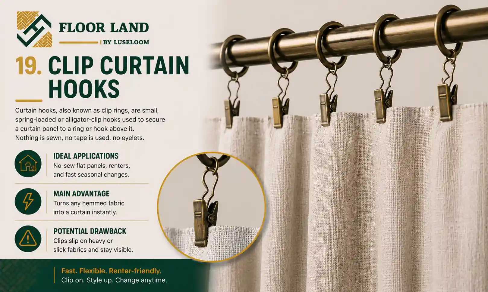 19. Clip Curtain Hooks