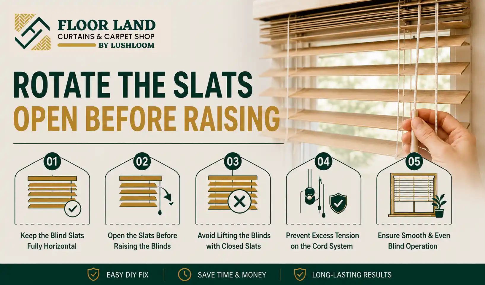 2. Rotate the Slats Open Before Raising