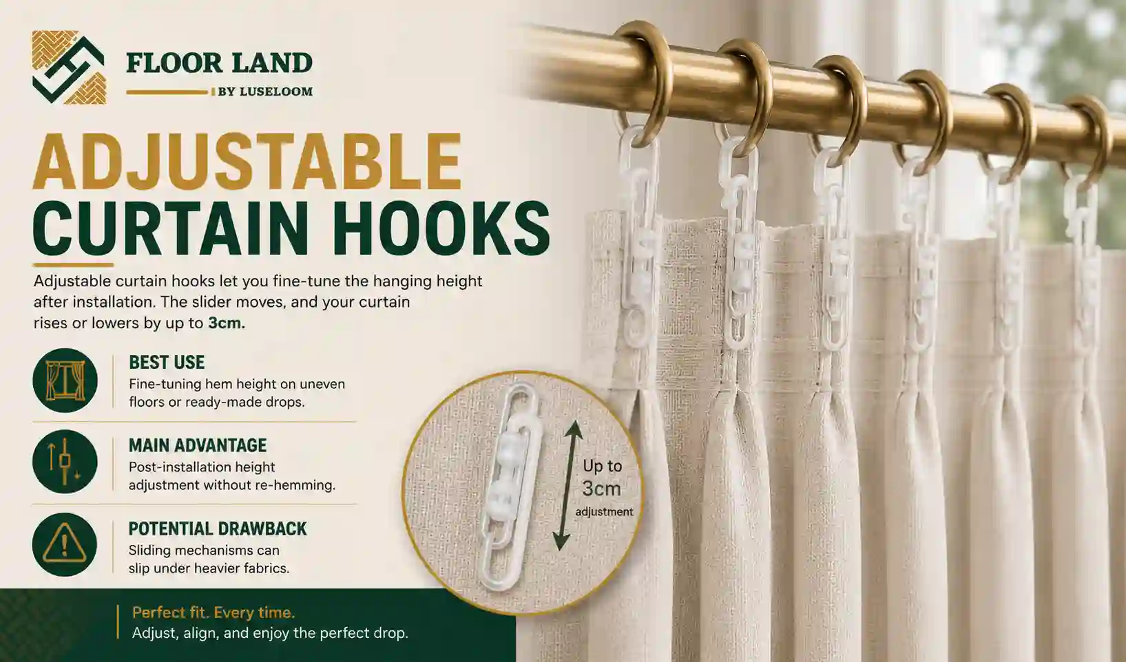 6. Adjustable Curtain Hooks