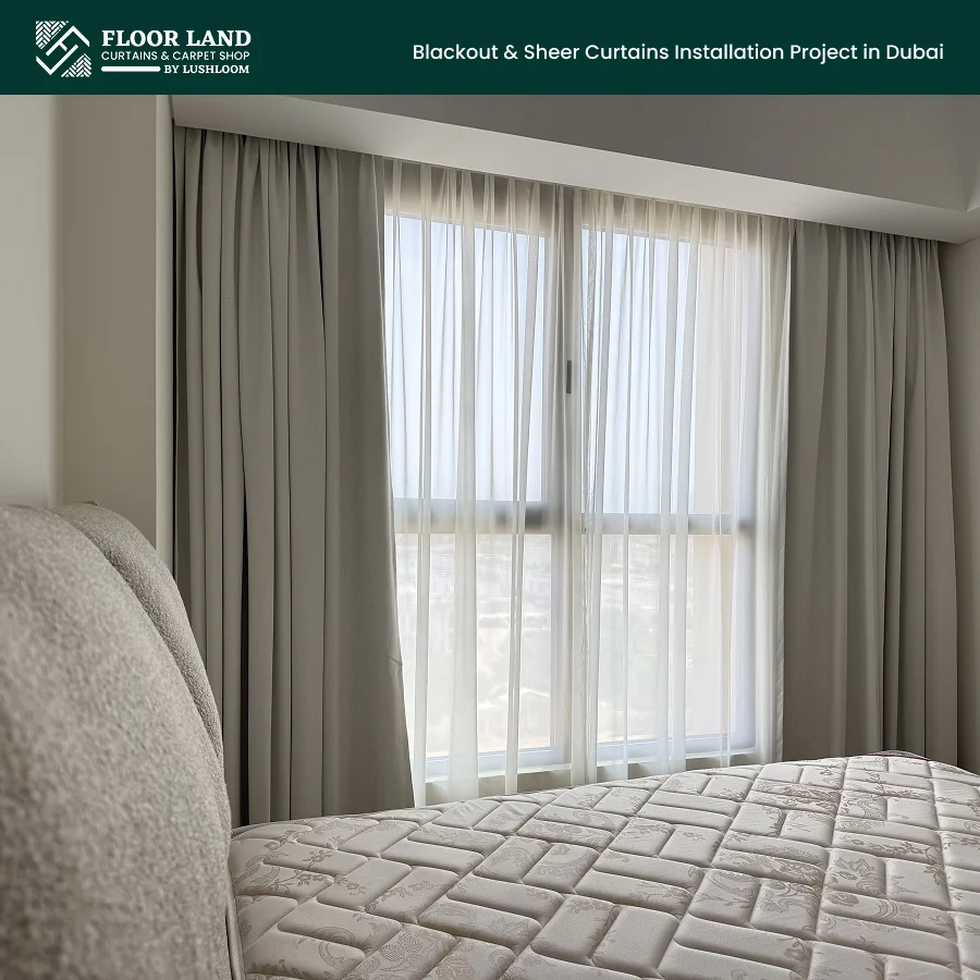 Curtains installation in Al Jazi 2. Double Curtains
