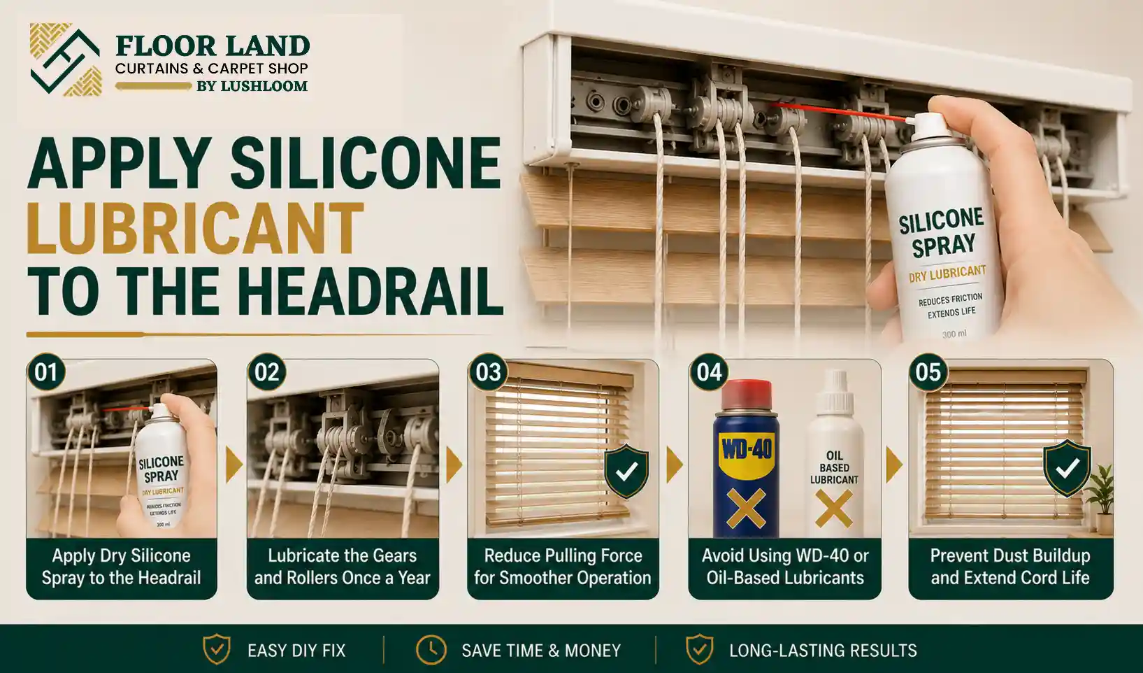 Apply Silicone Lubricant to the Headrail