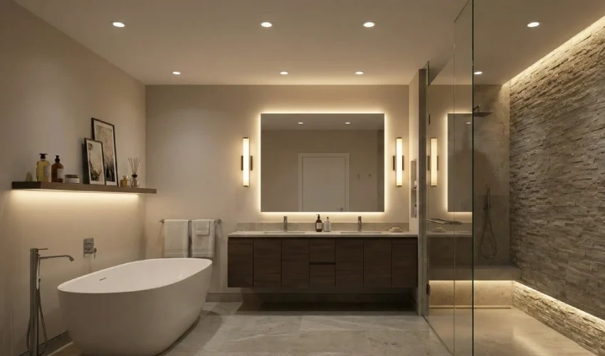 Bathroom Recessed Mirror Cove Lighting - Floor Land