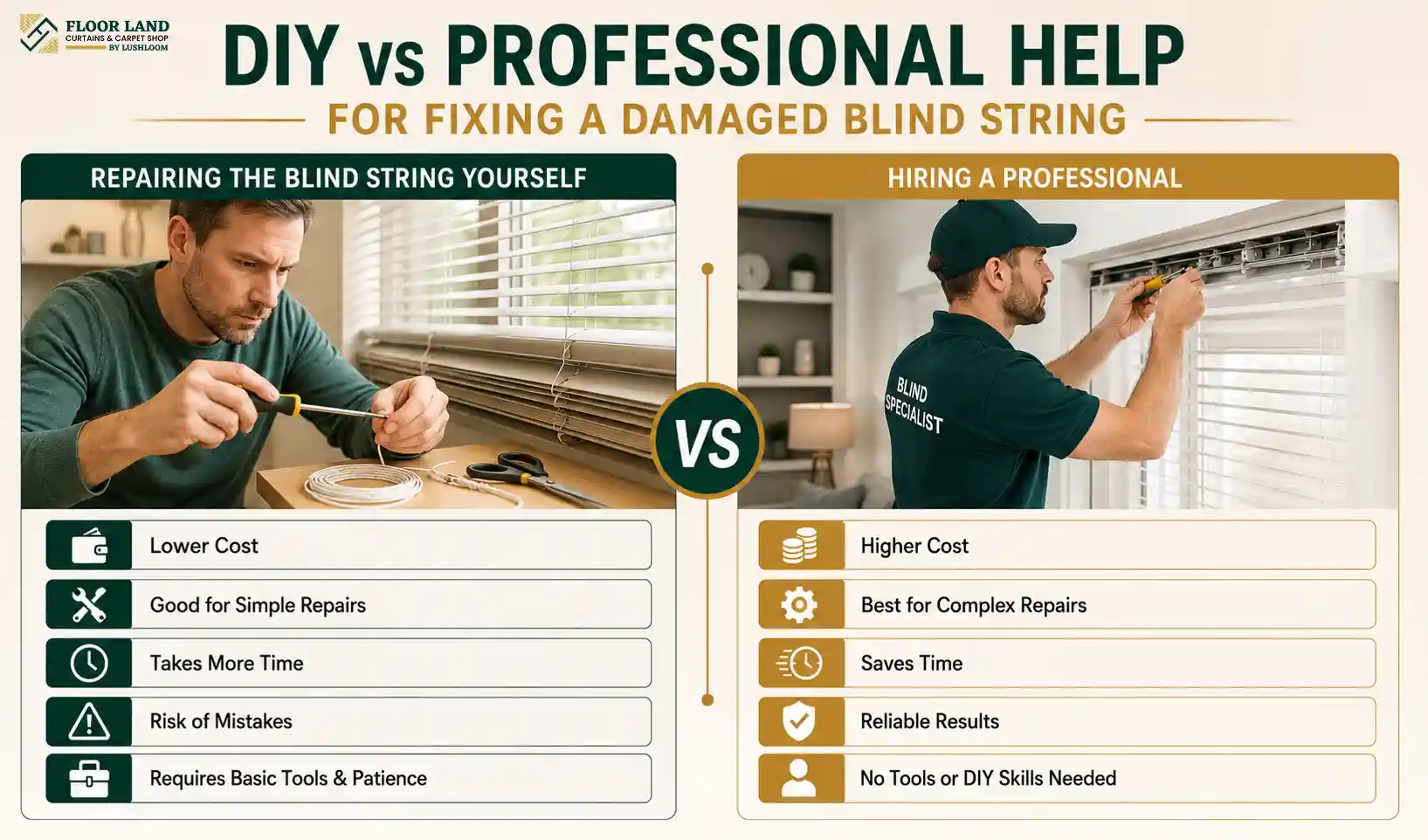 DIY vs Professional Help for Fixing a Damaged Blind String