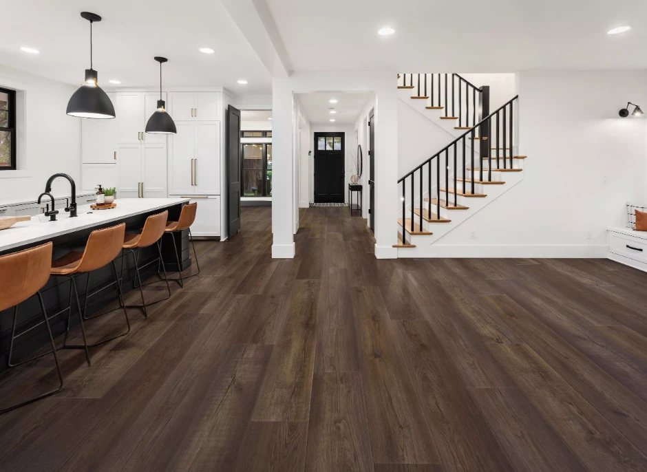 Dark vinyl flooring