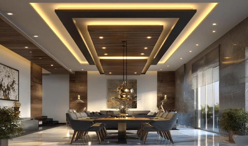 False Ceiling Double-Layer Cove with Dual Light Zones Floor Land