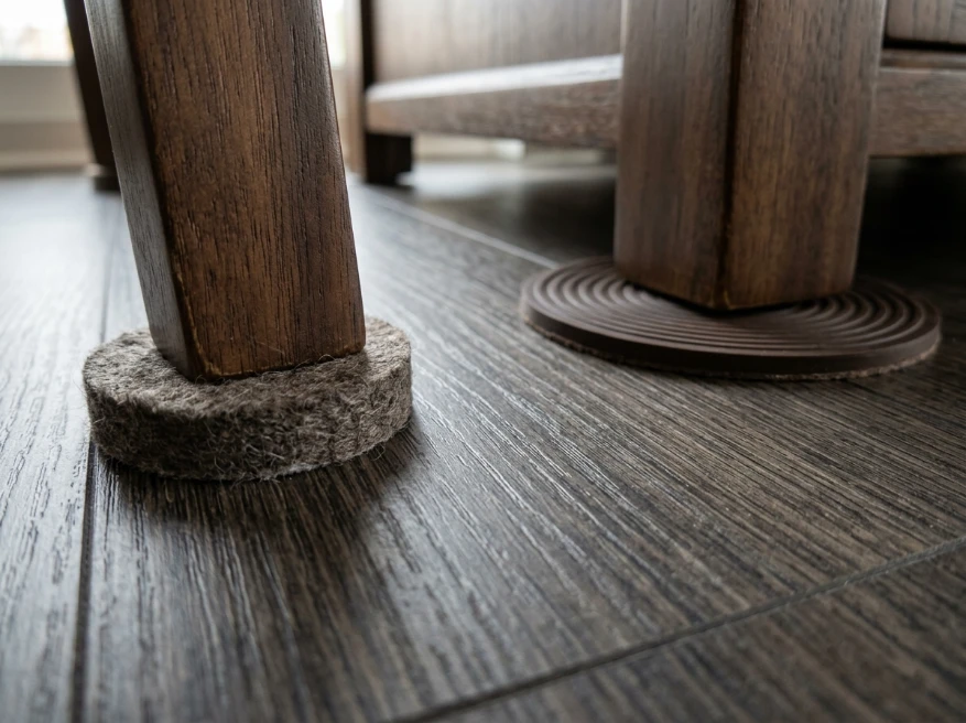 Vinyl flooring protection from furniture using pads