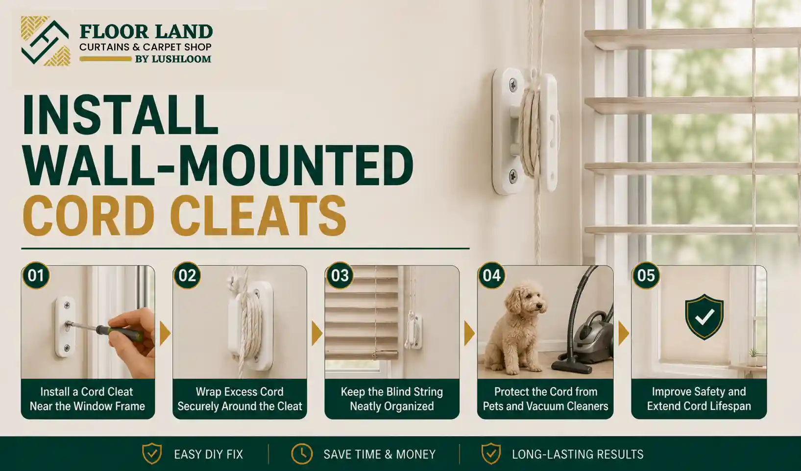 Install Wall-Mounted Cord Cleats