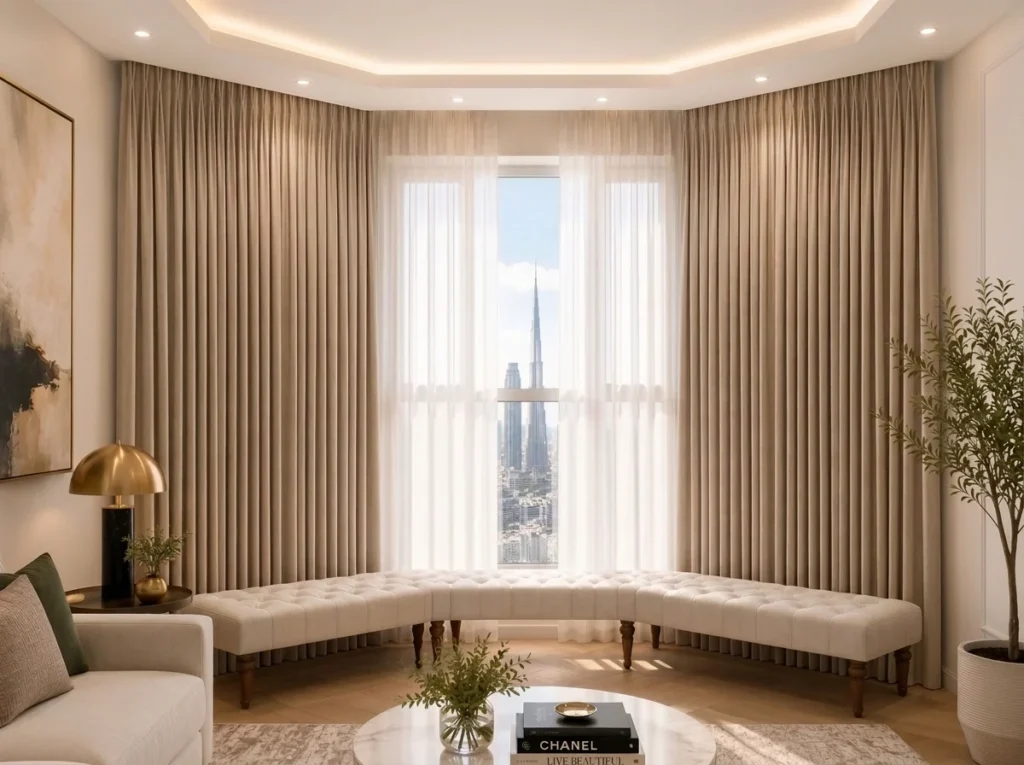 Pencil Pleat Blackout Curtains in Dubai Villa