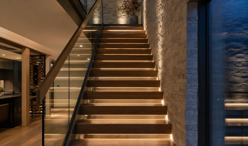 Staircase Tread Underside Cove Lighting - Floor Land