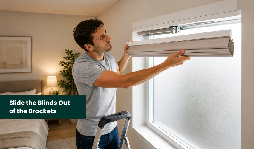 Step 3 Slide the Blinds Out of the Brackets
