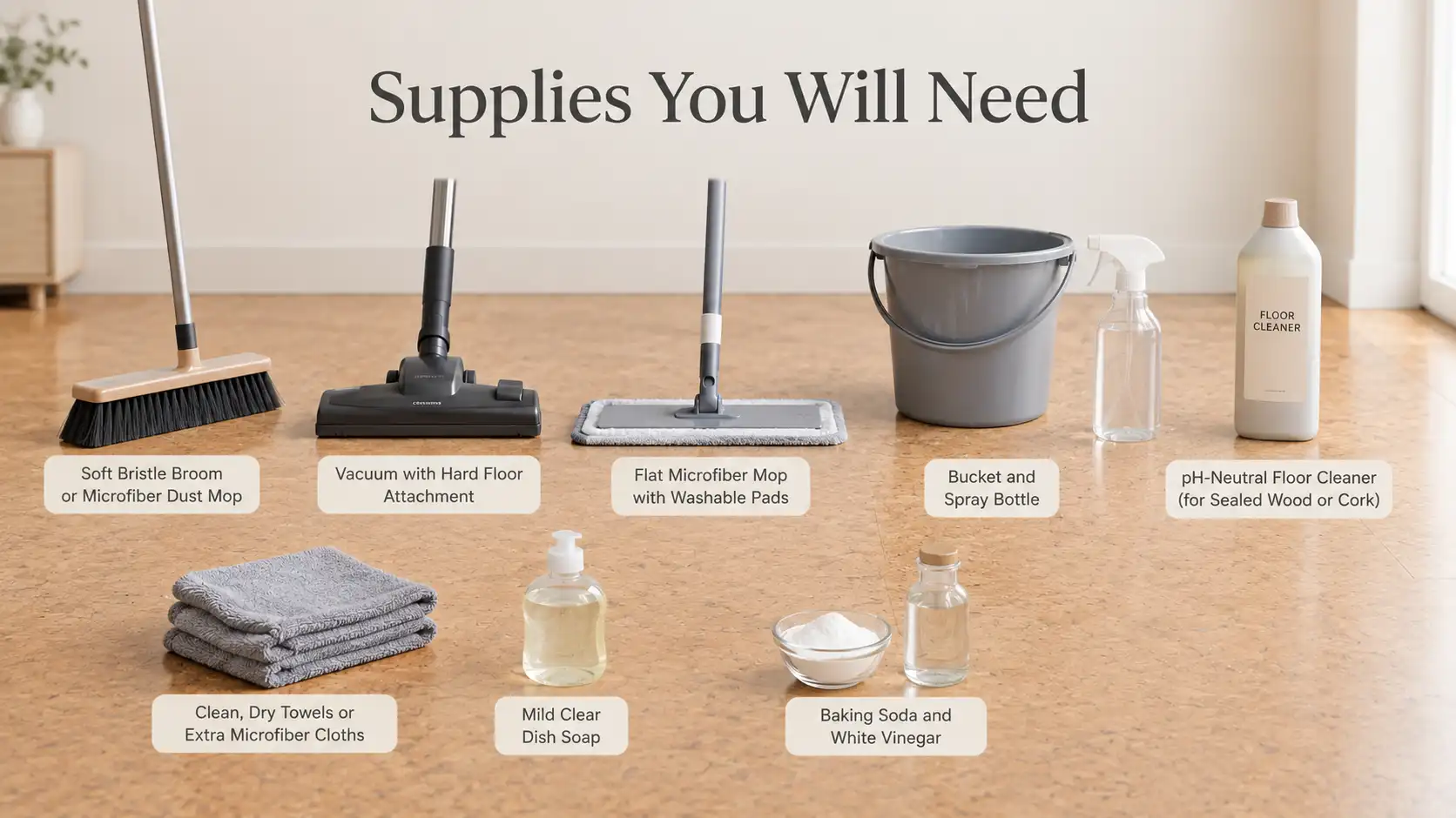 Supplies You Will Need for cork flooring cleaning
