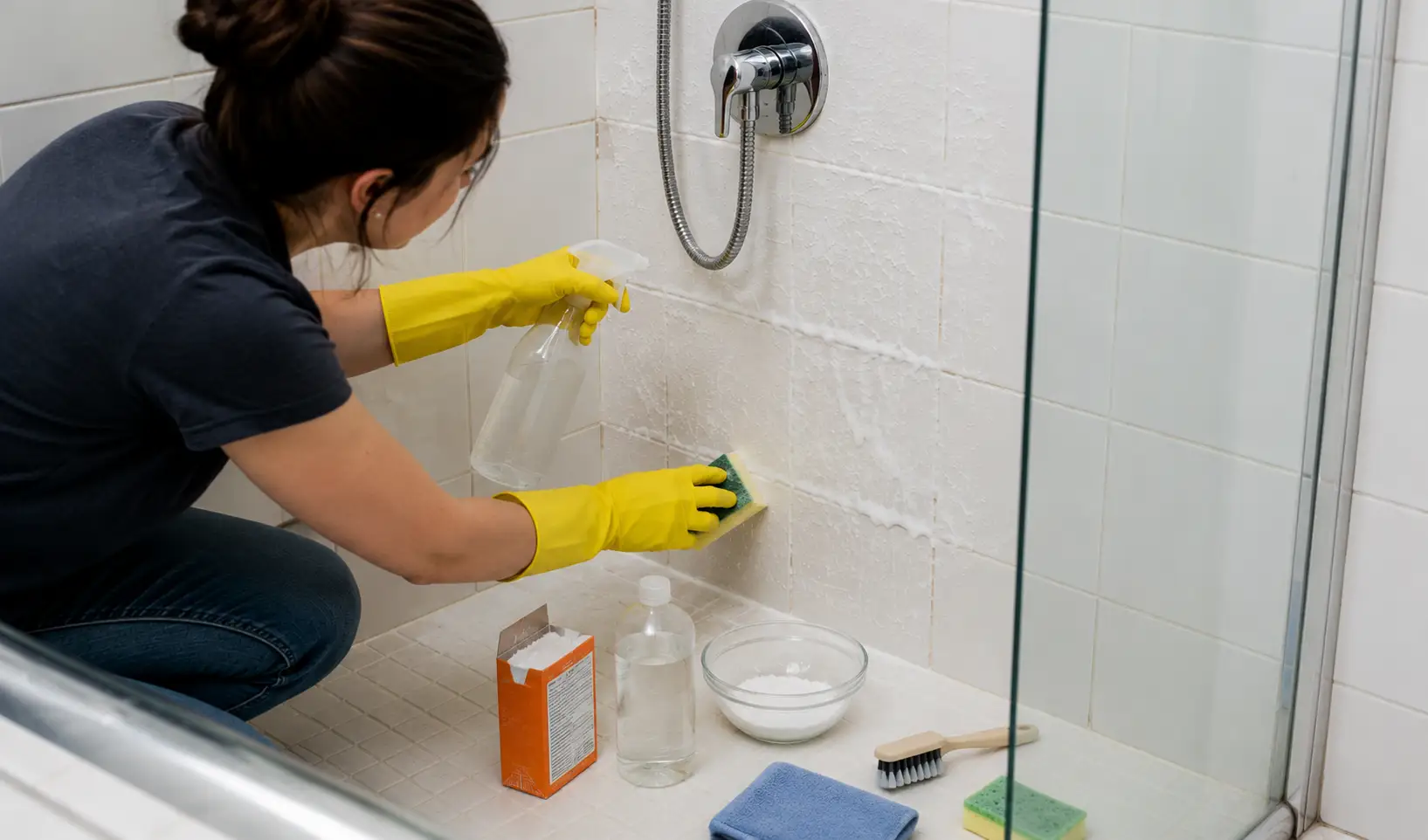 Technique 3 Clean Shower Tiles with Vinegar & Baking Soda