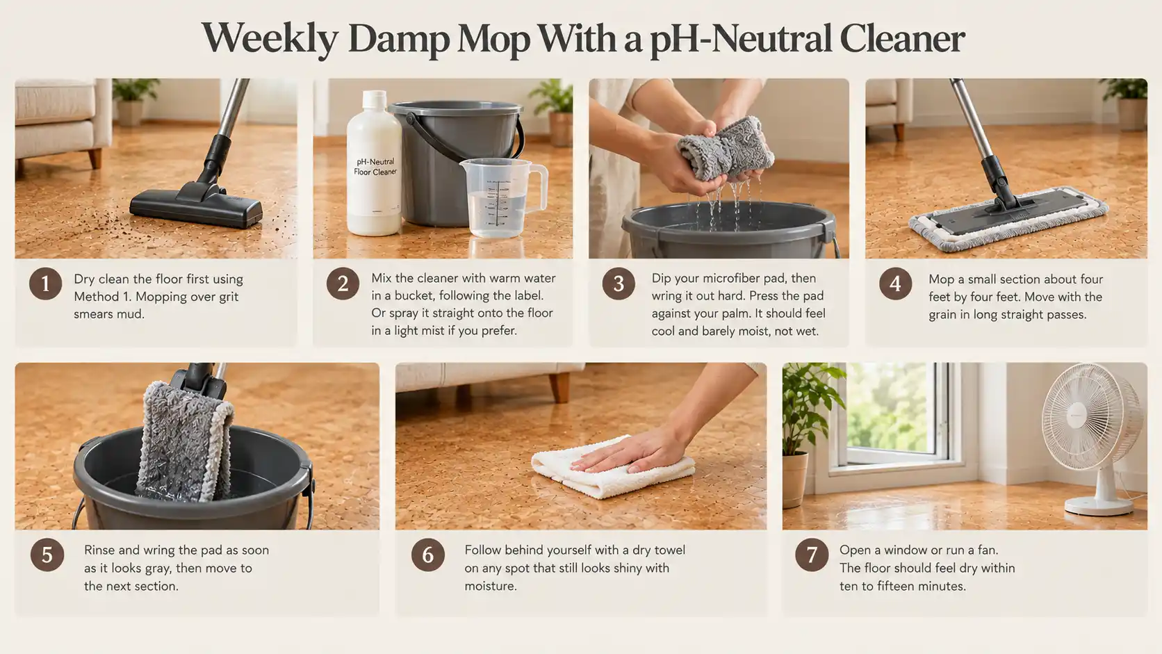 Weekly Damp Mop With a pH-Neutral Cleaner