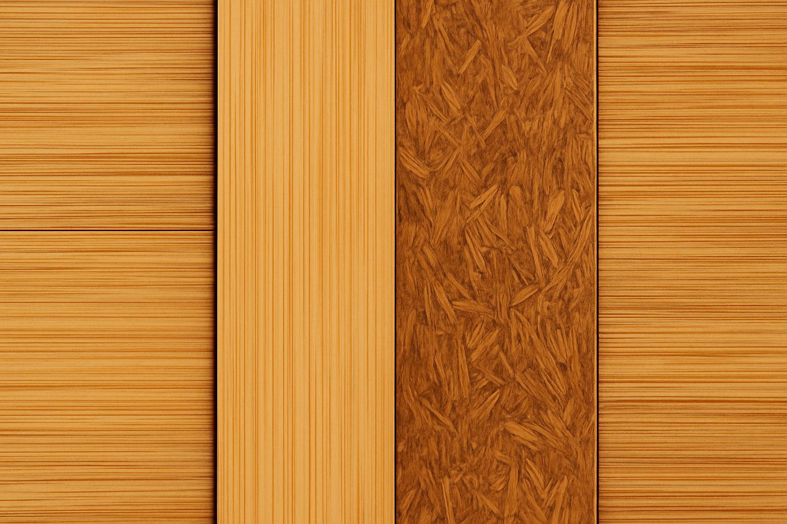 a close-up of various types of bamboo flooring samples