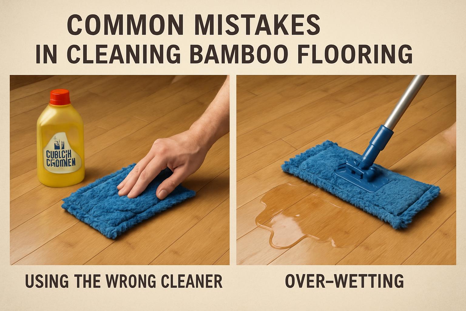 a graphic showing common mistakes in cleaning bamboo flooring