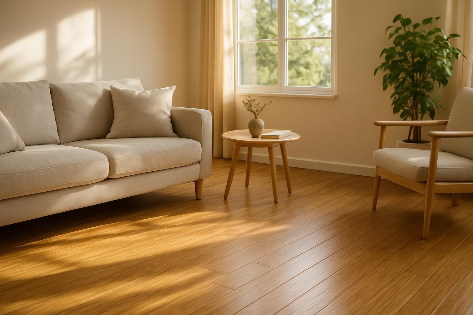 a serene home interior featuring bamboo flooring