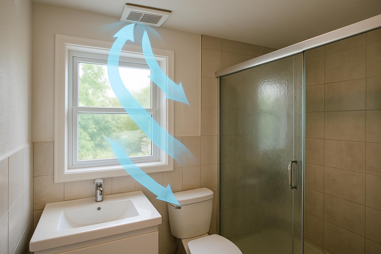 a well-ventilated bathroom with an exhaust fan