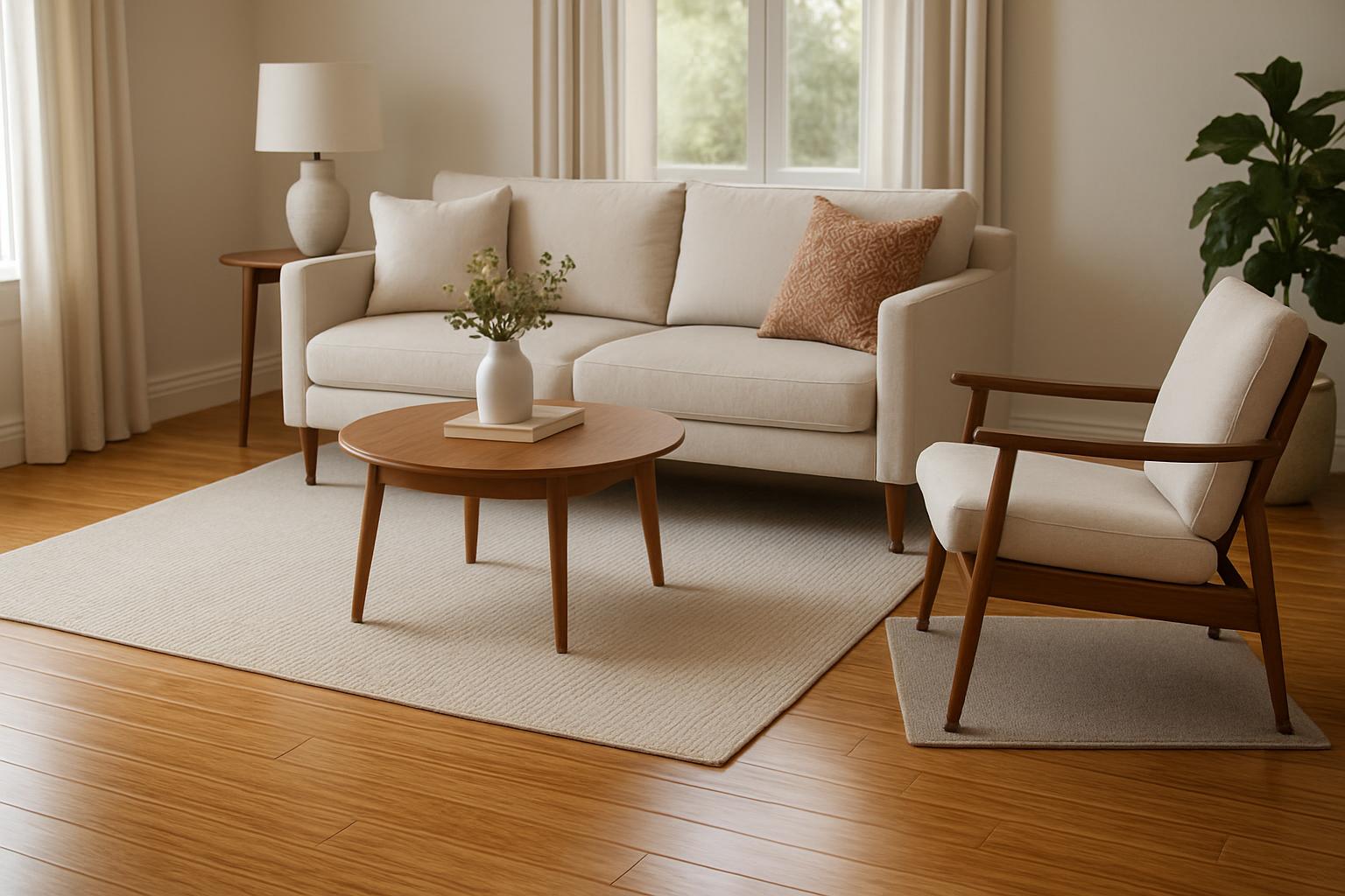 an elegant living space with bamboo flooring