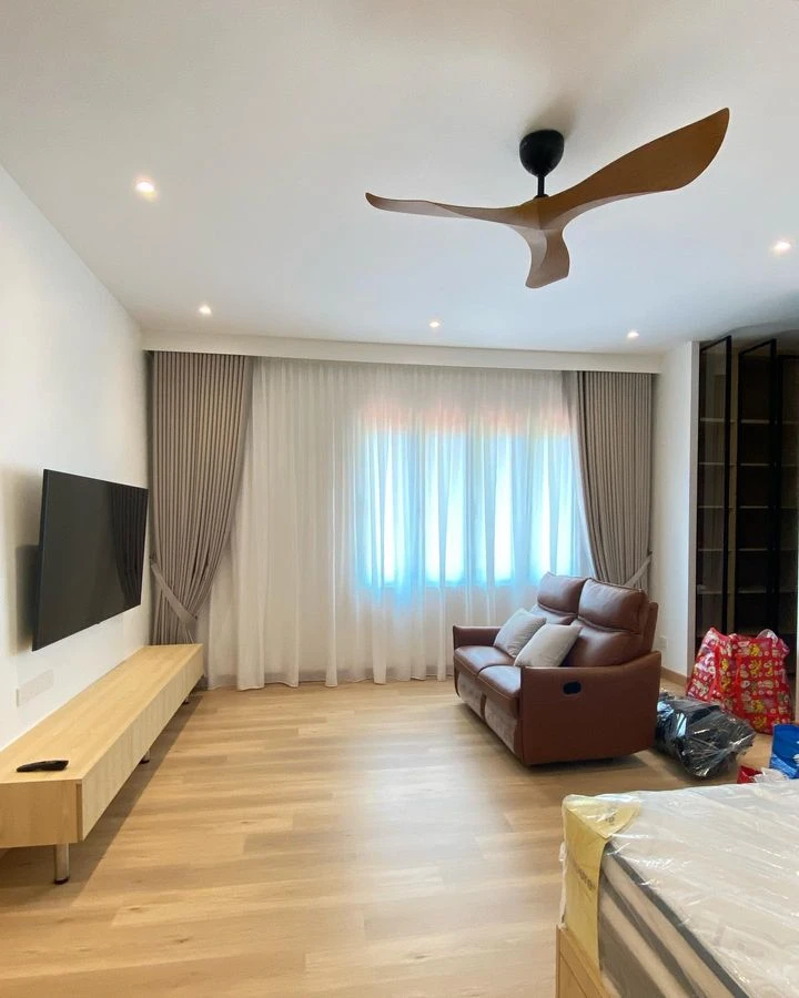 modern blackout curtains in bedroom dubai