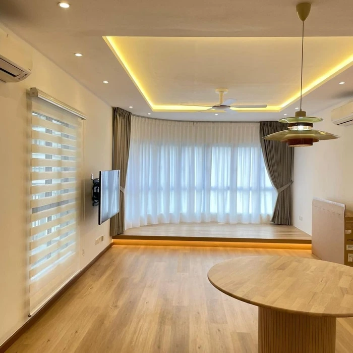 sage blackout curtains installed in office dubai