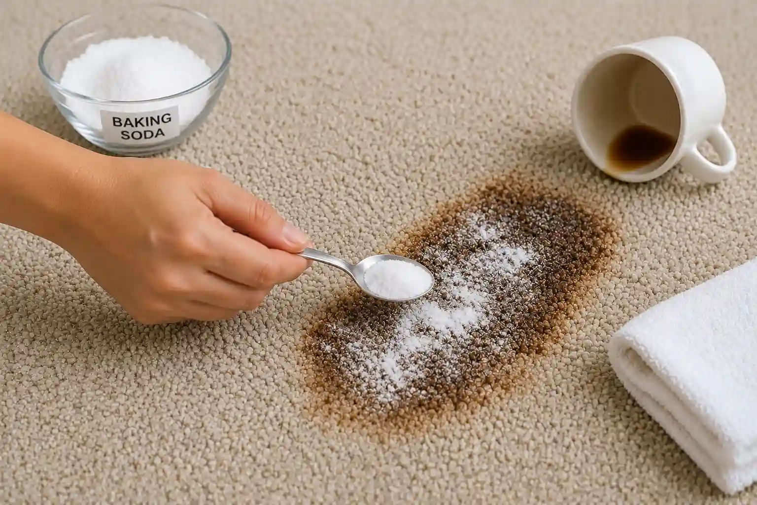 How to Remove Coffee Stain From Carpet With Baking Soda