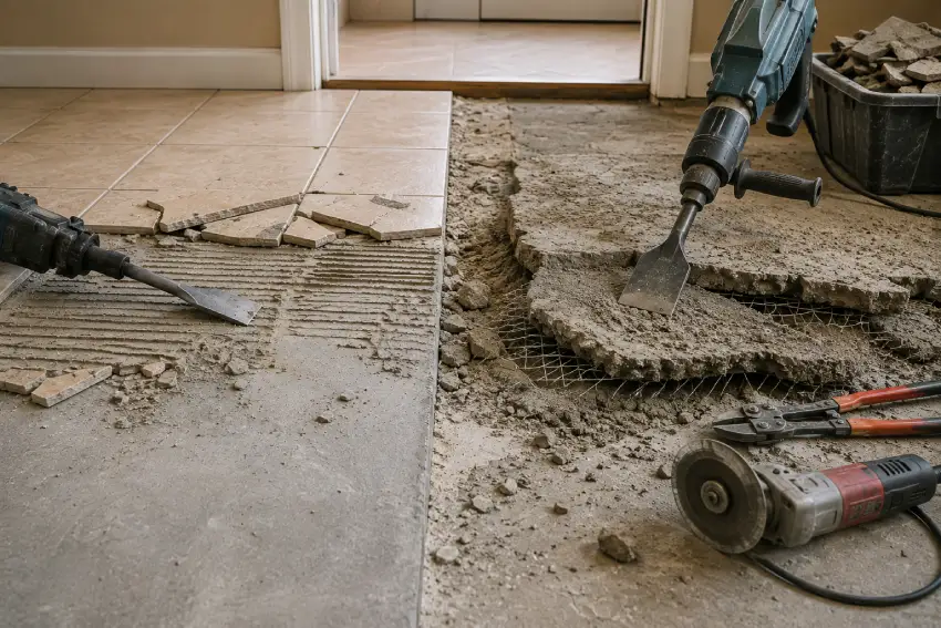 How to Remove Floor Tiles With Mortar