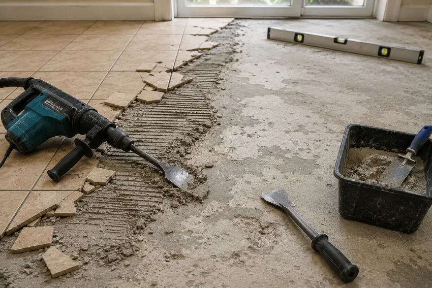How to Remove Tile Floor From Concrete