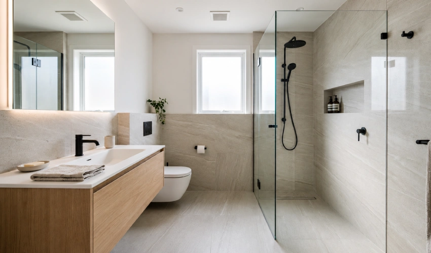 Matching Floor and Wall Tile for a Monolithic Wrap - Floor Land