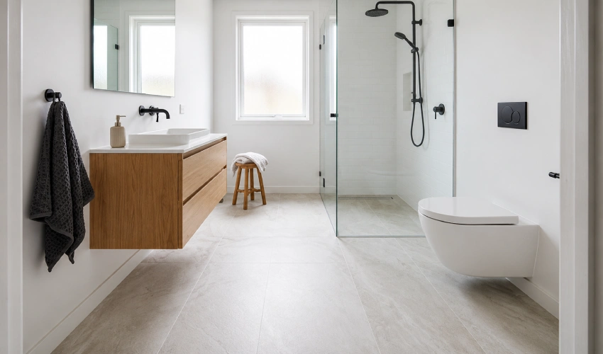 Pale Concrete-Look Tile - Floor Land