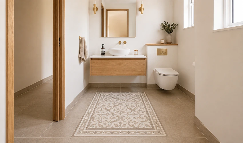 Patterned Encaustic-Look Tile Rug - Floor Land
