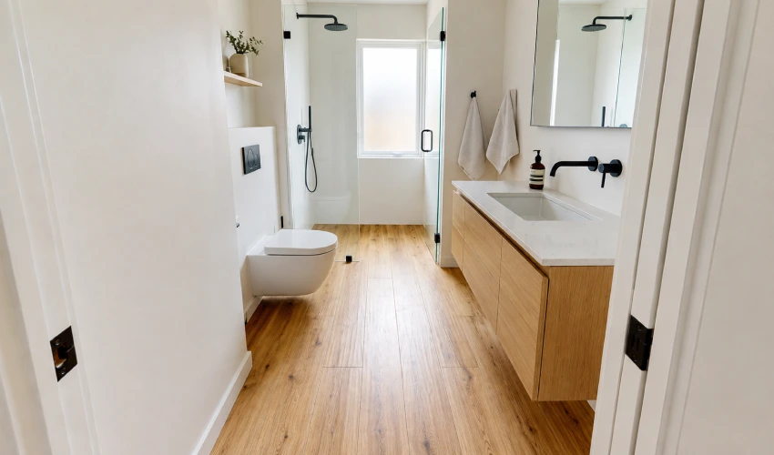 Plank-Format Wood-Look Tile Run Lengthwise - Floor Land