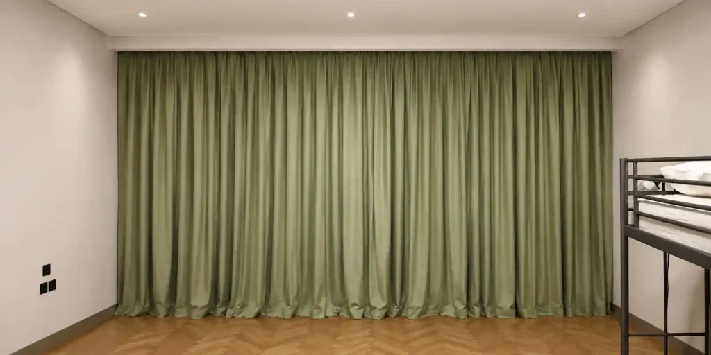 Sage Green Soundproof Curtain Installation