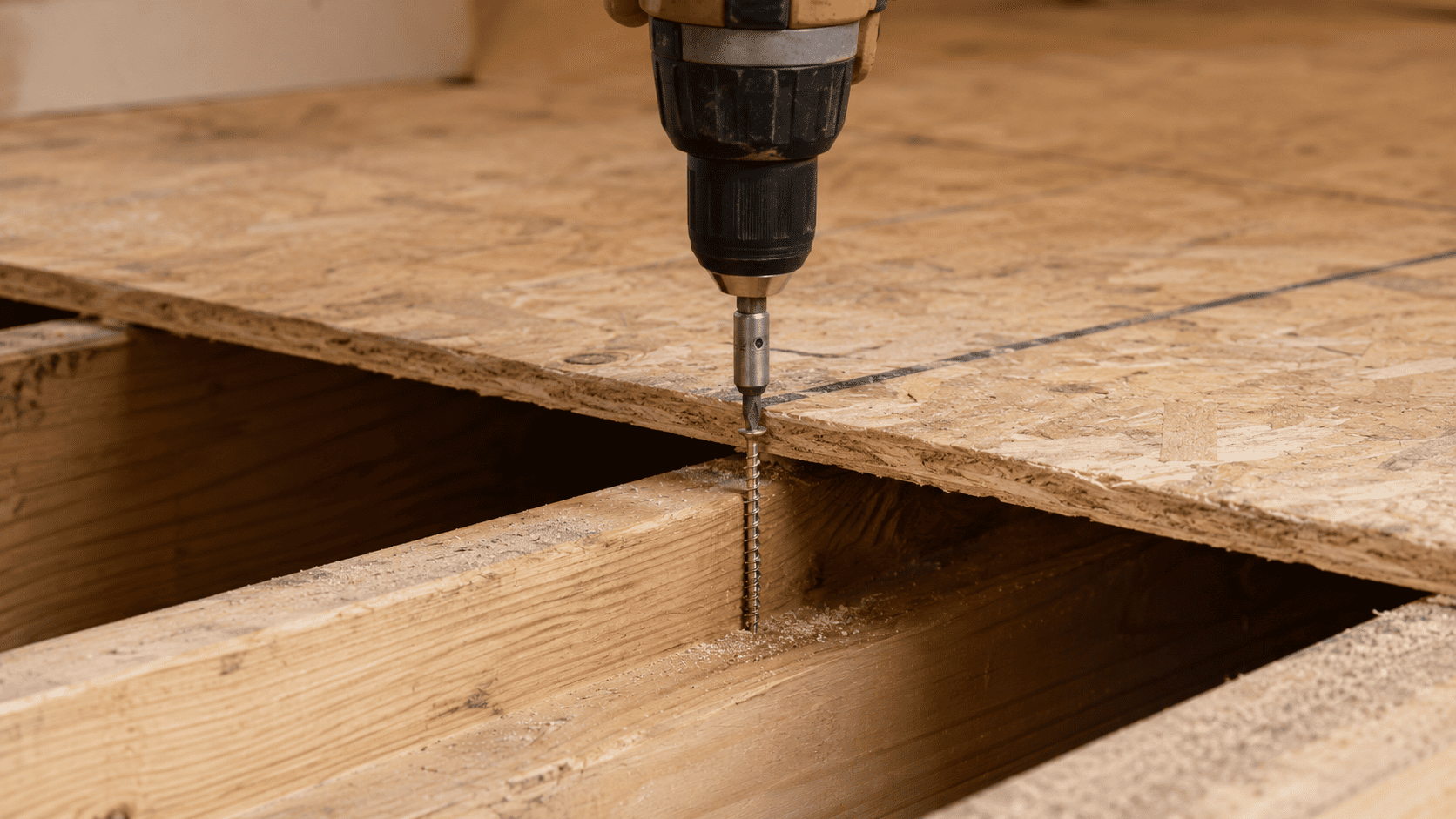 Screwing the Subfloor to the Joist