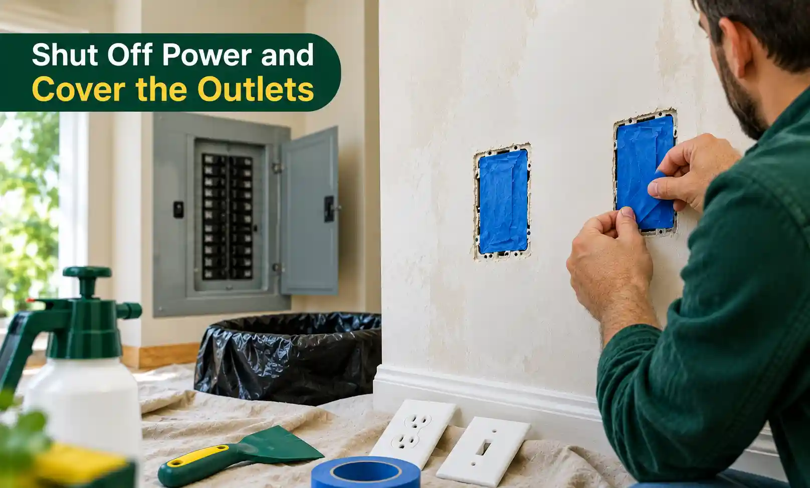 Shut Off Power and Cover the Outlets
