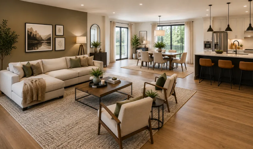 Soft Zoning with Rugs, Furniture, and Color
