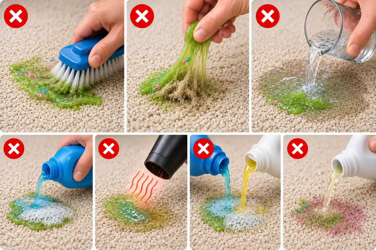 What Not to Do When Removing Slime From Carpet