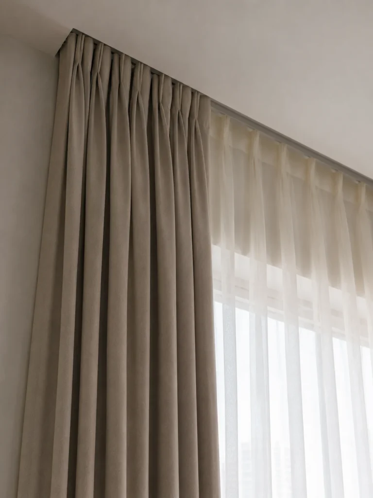 bedroom double curtains