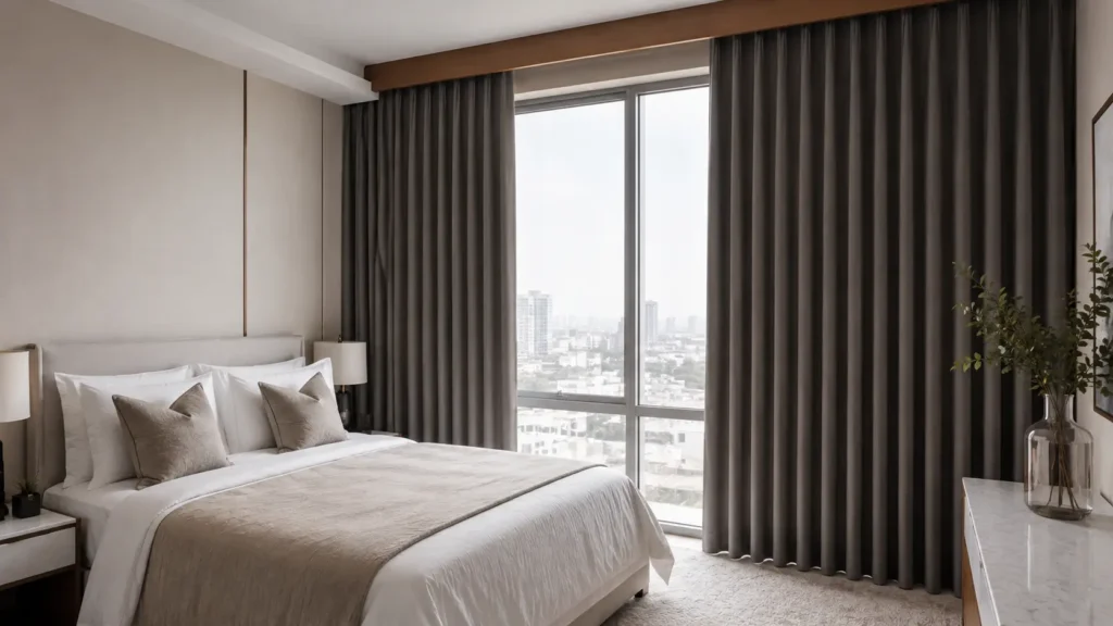 blackout grey curtain