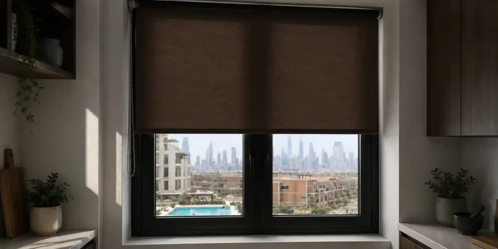 dark brown roller blind