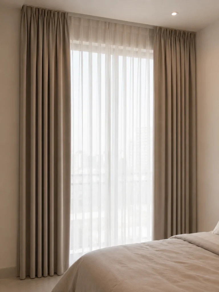 double curtain in bedroom