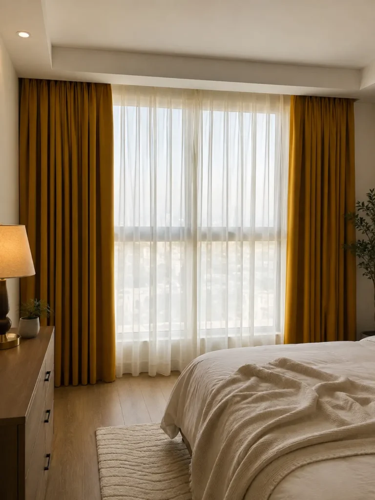 double curtains in bedoom
